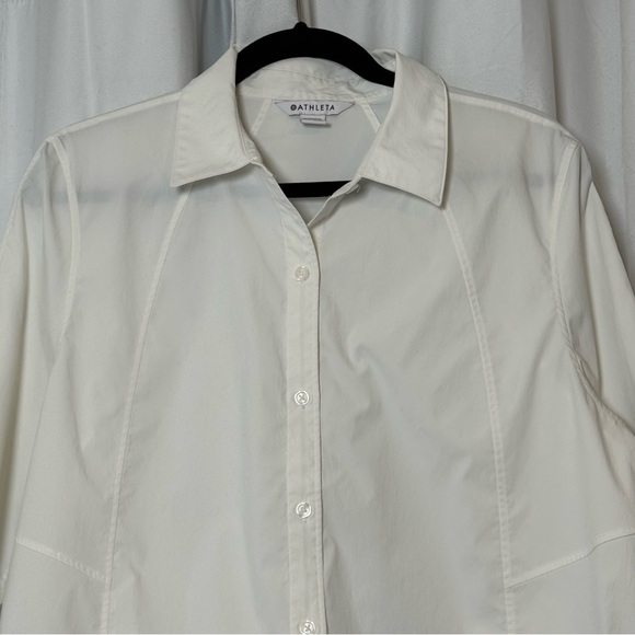 Athleta A-Frame Poplin Button Down UPF Shirt Women’s Large White - Picture 4 of 12